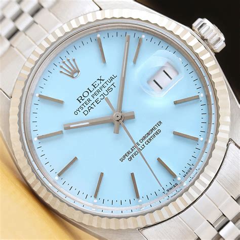 silver blue face rolex